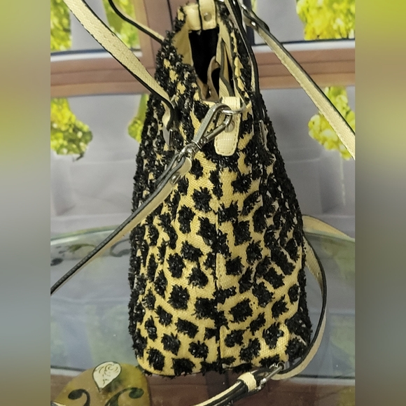 CHRISTIAN SIRIANO Raffia SABRINA  Tan & Black Two Way Crossbody Bag EXC. COND. - Picture 8 of 11
